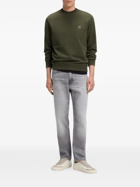 BOSS logo-patch sweatshirt in cotton terry