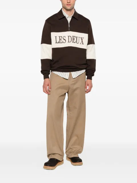 Les Deux logo-embroidered panelled sweater