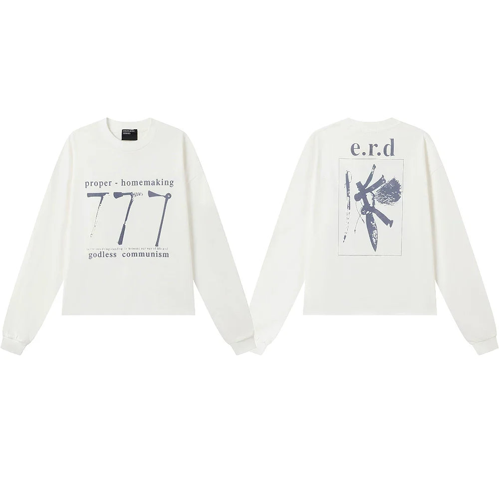 ERD “Proper Homemaking / Godless Communism” Tools Long Sleeve T-Shirt — White